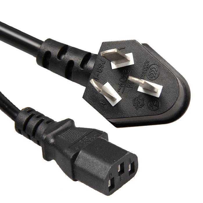China 3 Wire Grounding Low Profile Angle Plug IEC 60320 C13 Computer Power Cable in Custom Long,Color CCC Certified