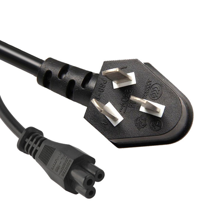 China Plug Low Profile Plug IEC 60320 C5 Mickey Mouse Laptop Mains Clover Type Cloverleaf Power Cable, CCC / 3C Approved