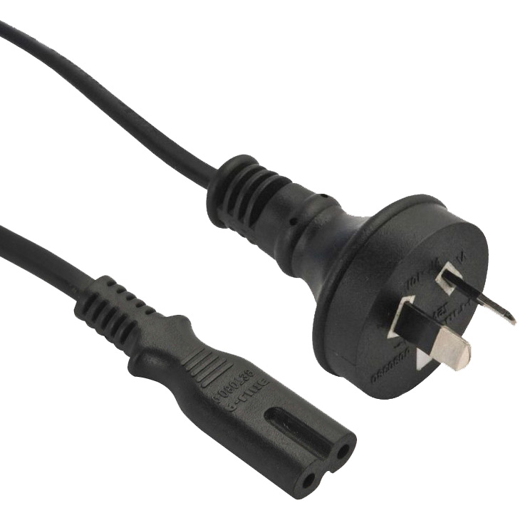 Australia Power Cord IEC 60320 C7 Power Cable , Mains Lead Custom Length / Color,SAA Approved
