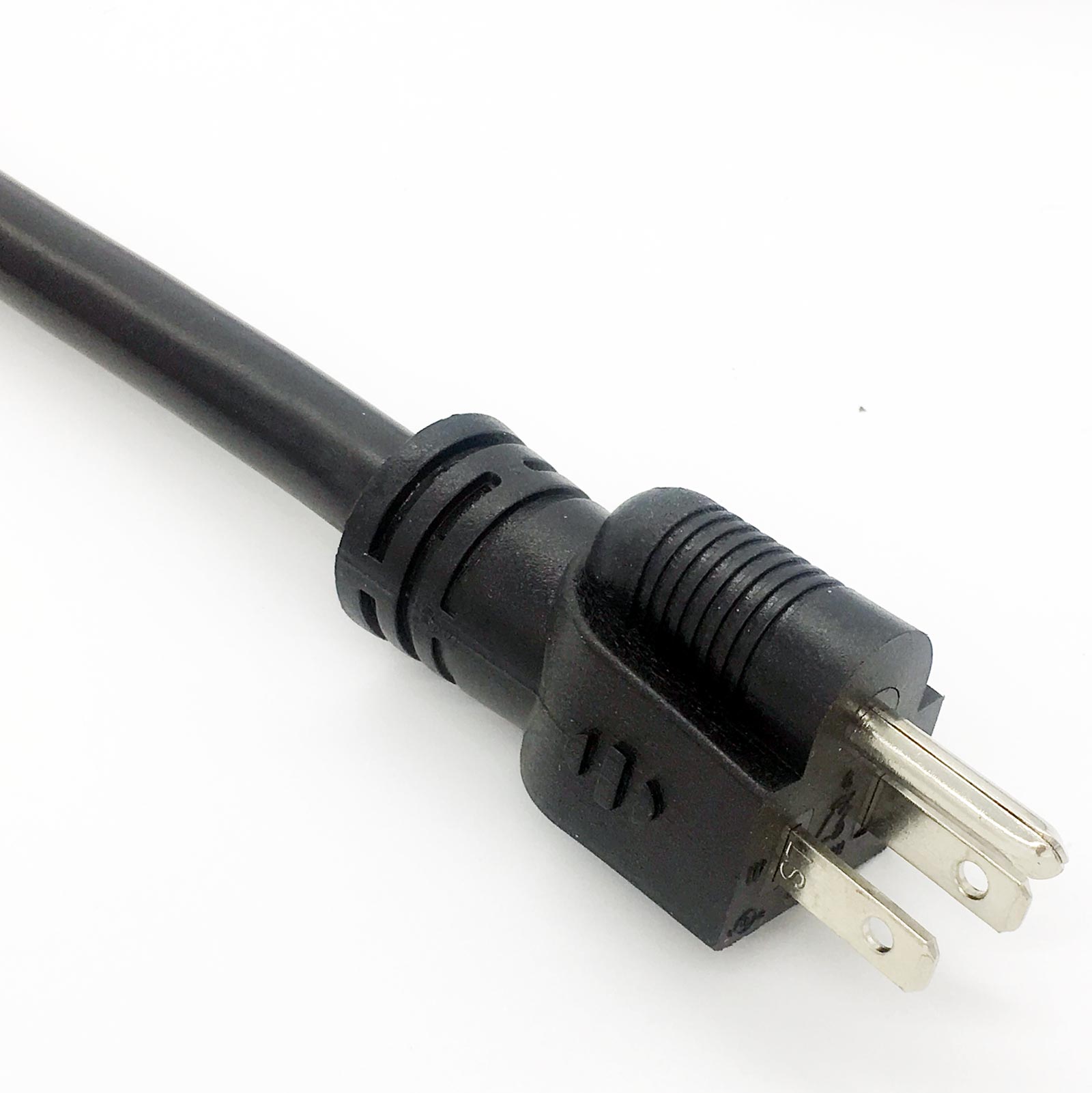 Power Supply Cord NEMA 5-15 Plug Straight Grounded Custom Long, Color Power Cable, UL Listed