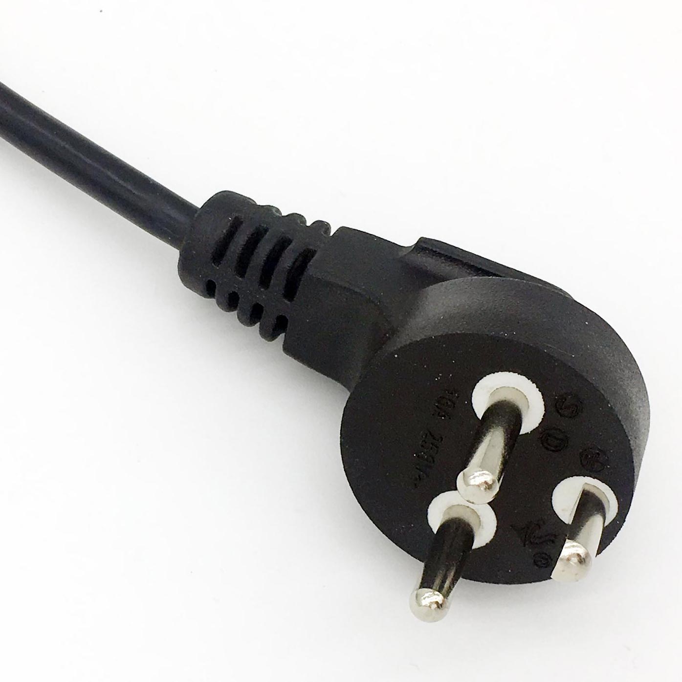 Denmark Power Cord (DEMKO Power Cords), AC Power Cable Amp 250 Volt AC, 2 Pole 3 Wire Grounding, Type K Right Angle Plug