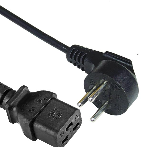 Israel Plug to IEC 60320 C19 Power Cord, AC Power Cable For Servers and PDU with Custom Length / Color, VDE Approved