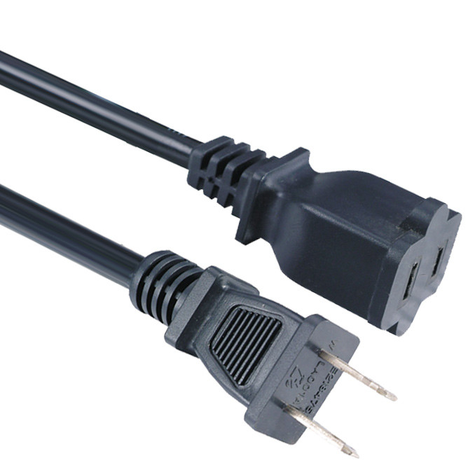 Manufacturer Base US Power Extension Cable AC 2-Prong Male / Female Power cable 15A/125V NEMA 1-15 Cust Length Cord