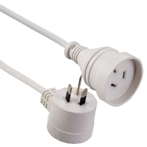 AU Mains Power Extension Lead Cord Australian 3-Pin Piggyback Plug Custom Length Color SAA Approved