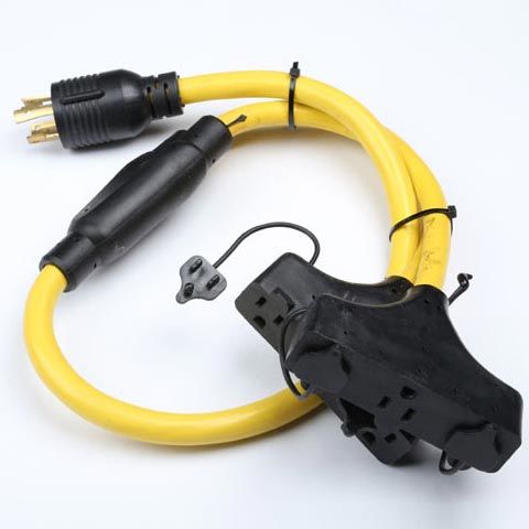 Manufacturer Base Generator Y-Adapter L14-30P to 5-15R Two 3-Outlets Fan-Style with Custom Long Cords