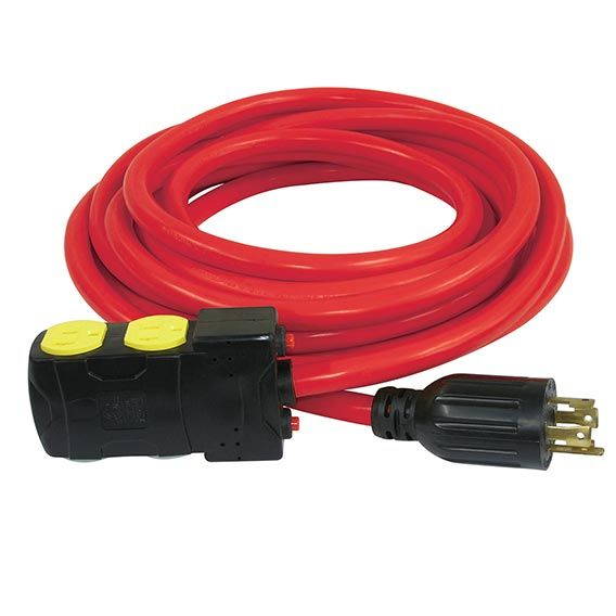 Manufacturer Base Locking Generator Extension Cord with Resets L14-30 to Four 5-20R Household