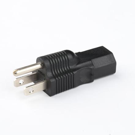 Manufacturer Based IEC C13 to NEMA 5-15 USA three Prong Molded Plug Adapter UL Listed