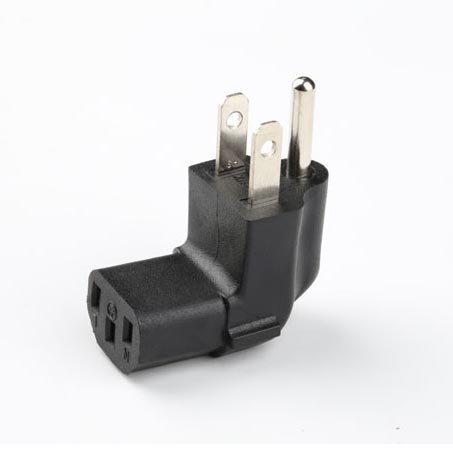 IEC C13 Angle to NEMA 5-15 USA 3-Prong Molded Plug Adapter UL Listed