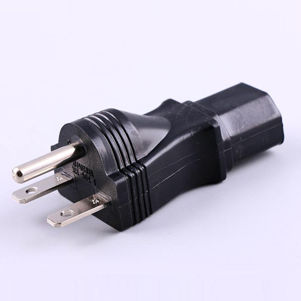 Manufacturer Based IEC C13 to NEMA 6-15 USA 3-Prong Molded Plug Adapter UL Listed