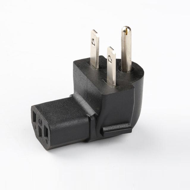 IEC C13 Angle to NEMA 6-15 USA 3-Prong Molded Plug Adapter UL Listed