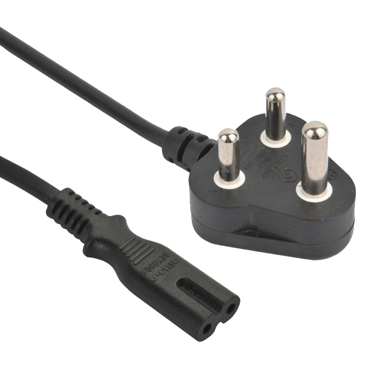 South Africa SANS 164-1 Plug IEC 60320 C7 Power Cord ,Mains Lead Custom Length / Color, SABS, VDE Approved