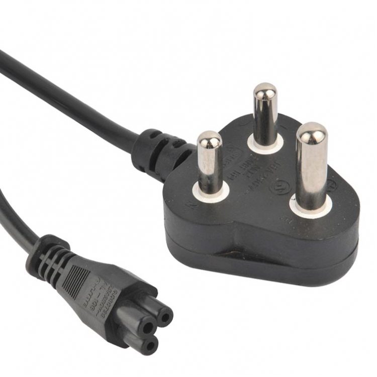 Power Cord South Africa Plug IEC 60320 C5 Mickey Mouse Laptop Mains Clover Type Cloverleaf Power Cable, SABS, VDE Approved