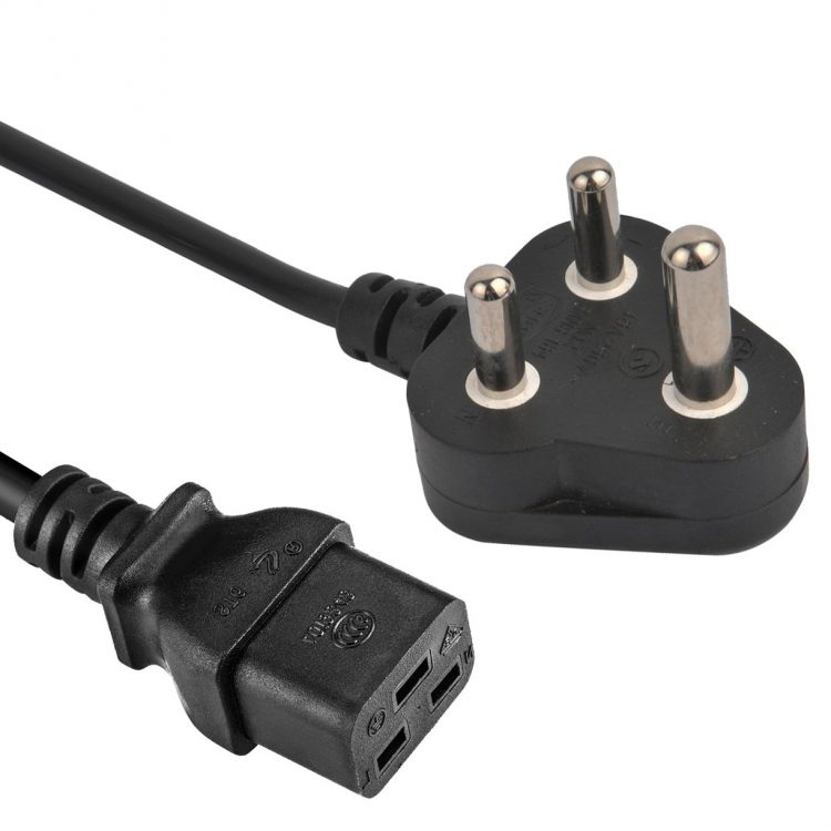 South Africa Plug to IEC 60320 C19 Power Cord, AC Power Cable For Servers and PDU with Custom Length / Color,SABS Certified