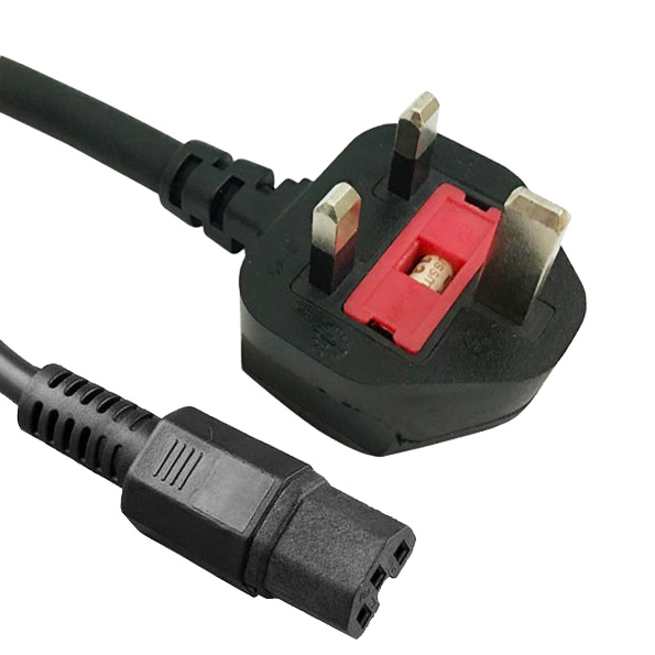UK BSI 1363A Plug to IEC 60320 C15 High Temperature Power Cord With Custom Long ,Color