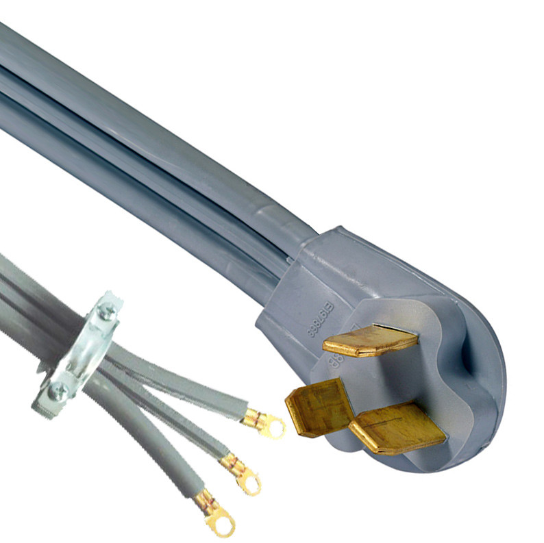 Manufacturer Base 2-pole 3-wire Range Cord 50 Amp NEMA 10-50P Flat Cord, UL Listed